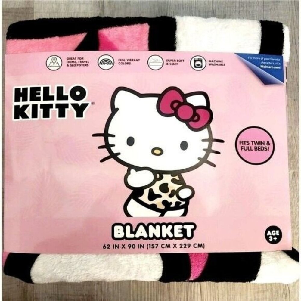 Hello Kitty Plush Blanket Size 62"x 90" Pink